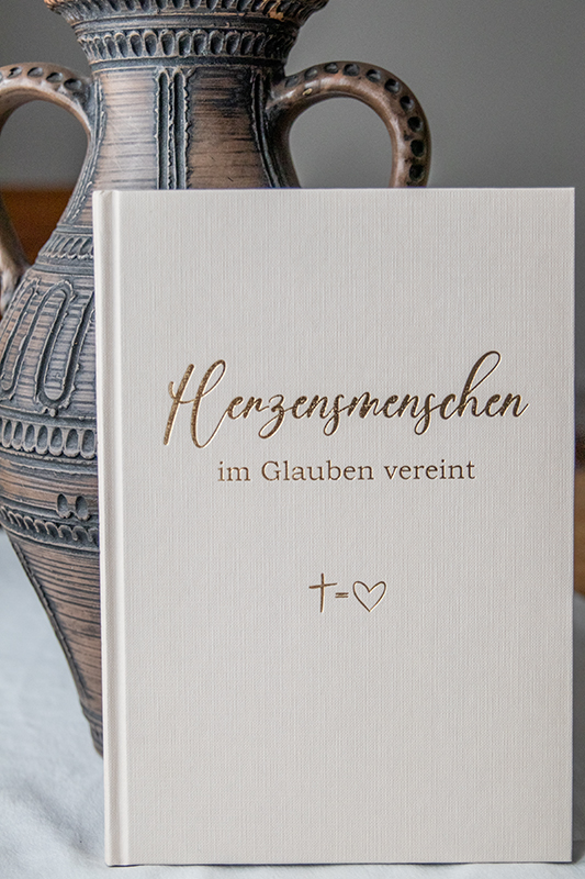 Herzensmenschen im Glauben vereint - Hardcover Creme mit Goldveredelung